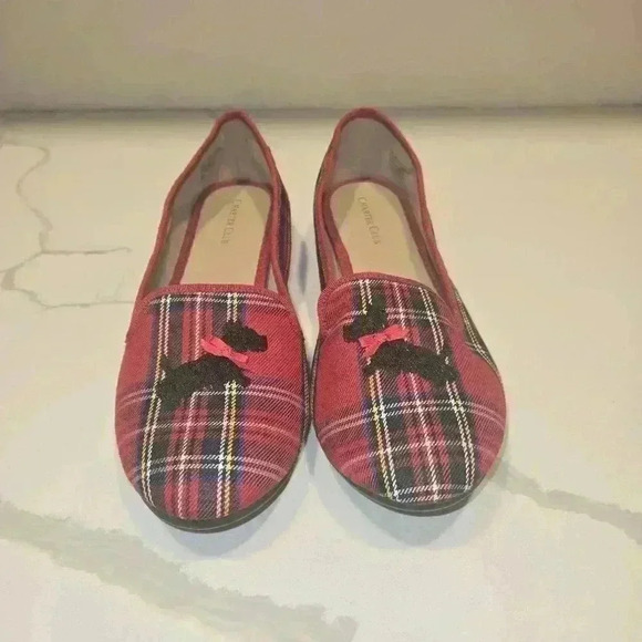 Charter Club Embroidered Plaid Tartan Scottie Slip On Loafer Red Size 8.5 - Picture 2 of 8